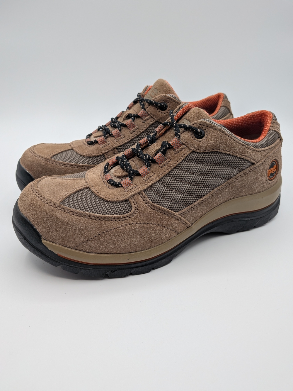 Timberland PRO Brown Suede Mesh Shoe w Orange Lining Women's 8-1/2 Steel Toes